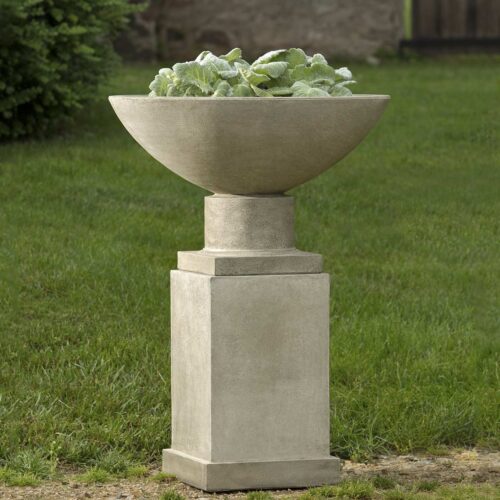 Savoy Planter With Savoy Pedestal (cast Stone In Verde Finish)