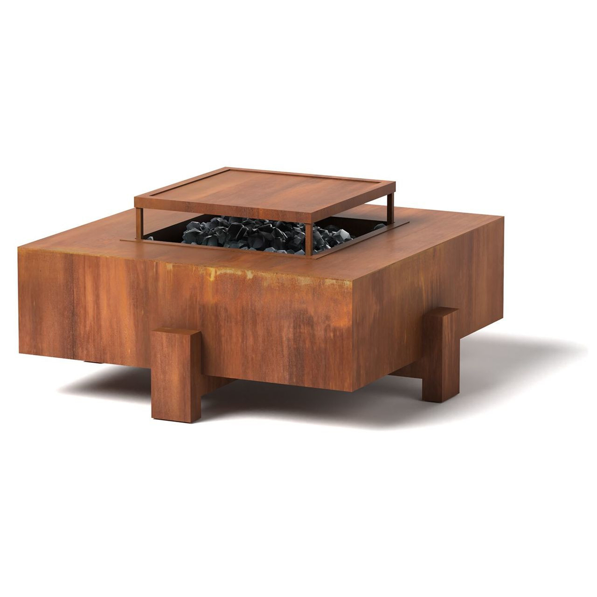 Square Patio Fire Pit Material: Corten Steel Finish: Natural Rust patio firepit firepits garden decor outdoor living space
