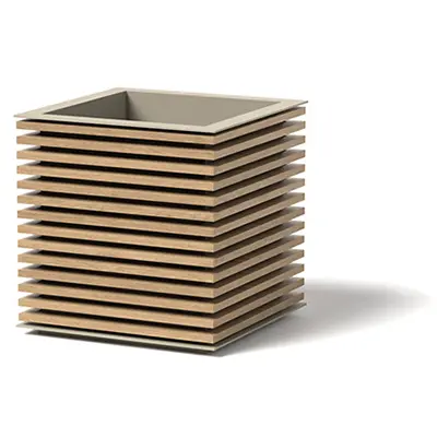 Surface Cube Horizontal Rail (Oak)_A6082_Limestone Surface Cube Horizontal Rail (oak) A6082 Limestone cladded planters