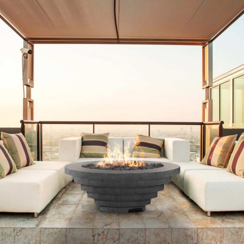 Triton Fire Bowl (glass Fiber Reinforced Cement In Pewter) triton gfrc modern fire bowl