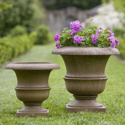 Williamsburg Wren Planters (cast Stone In Aged Limestone Finish) cast stone, garden, traditional, planter, urn