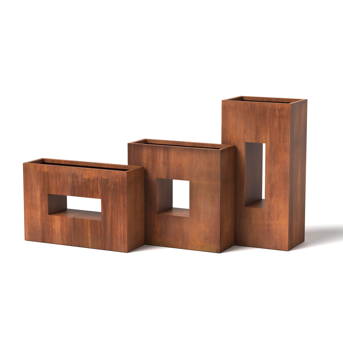 Box Planters – Material: Mild Steel – Finish: Natural Rust Box Planters Material: Mild Steel Finish: Natural Rust horizontal window box garden planter garden decor garden planters