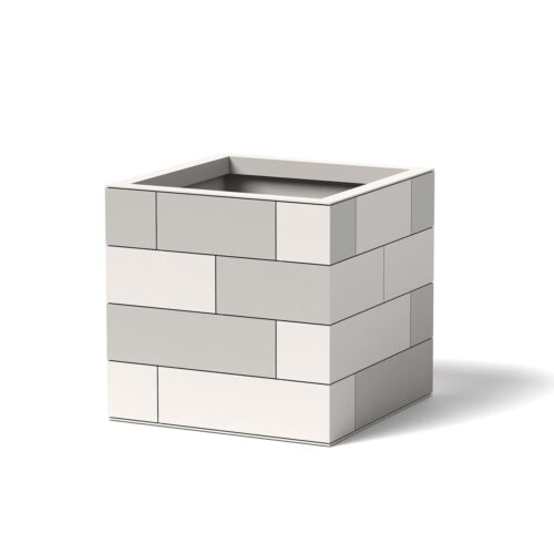 Aluminum Tile Cube Planter Material: Aluminum Finish: Shell Linen White, Tiles: Tonal Greys
