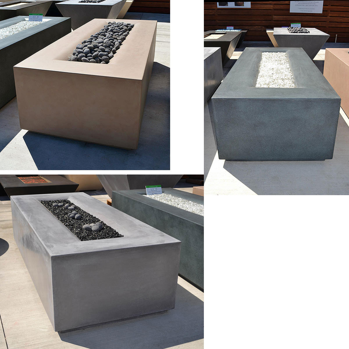 Aura Rectangle Fire Tables (material: Gfrc) aura fire table modern outdoor natural gas propane