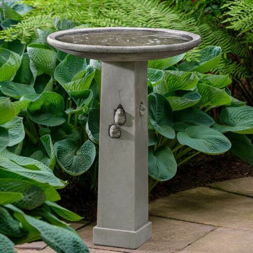 Birdhouse Birdbath (cast Stone In Greystone) modern fountain, cast stone