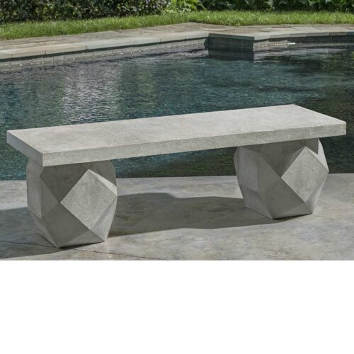 Polyhedron Bench (cast Stone In Greystone Finish)