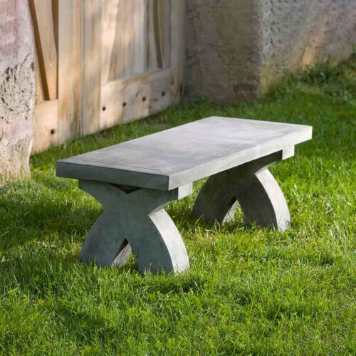 The X Bench (cast Stone In Alpine Stone) cast stone garden bench