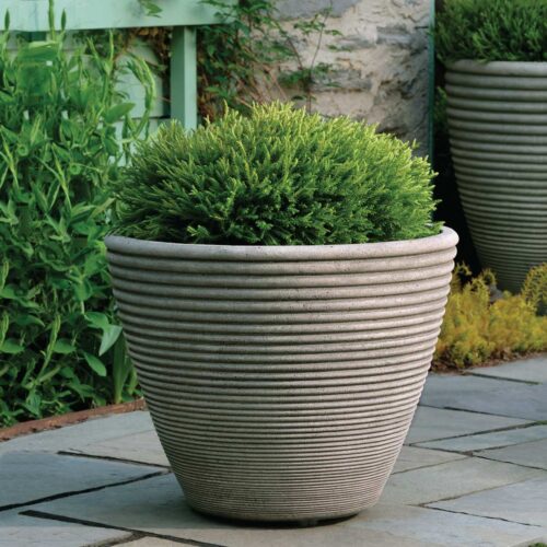 Bibendum Planter, 22 5" Dia (cast Stone In Alpine Stone Finish) cast stone, garden, traditional, planter