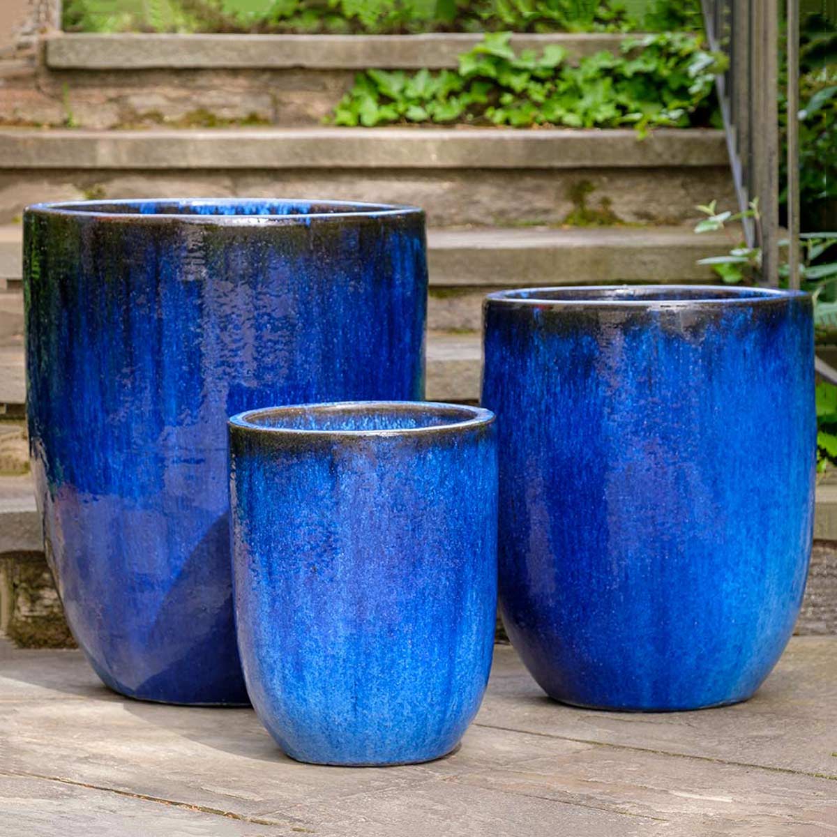 Brantome Planters (terracotta In Riviera Blue Glaze)