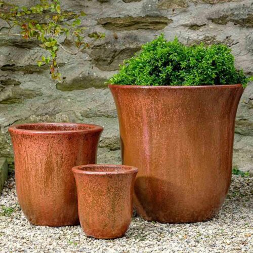 Campana Planters (terracotta In Volcanic Red Glaze)