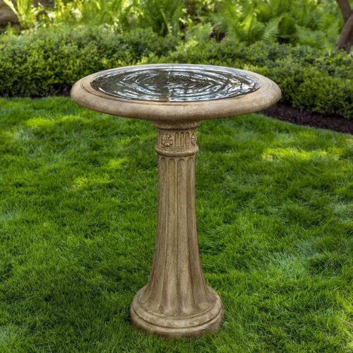 Chestnut Hill Birdbath (cast Stone In Aged Limestone Finish)
