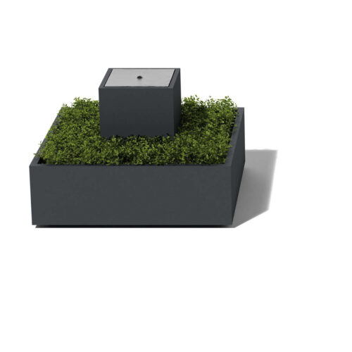 Column And Base Fountain Planted In Material: Aluminum Finish: Powder Coat Charcoal Gray column and base fountain garden water feature