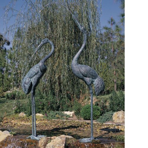 96 And 108 Inch Crane Pair Fountain Material: Brass crane statue brass lost wax garden statuary
