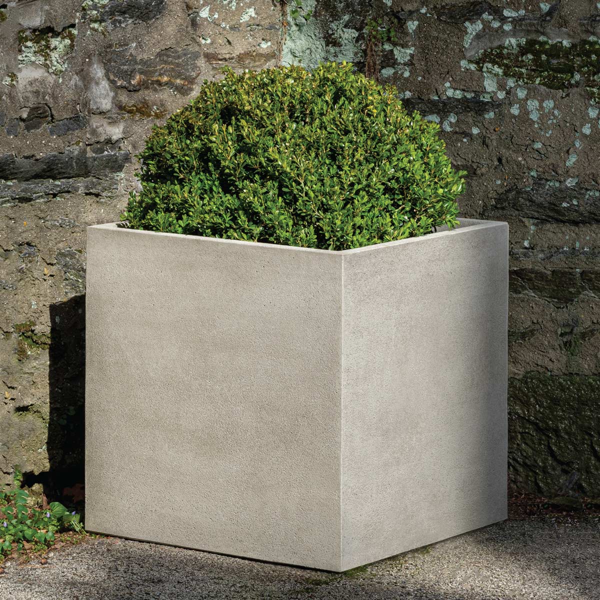 Cube Planter, Cast Stone (cast Stone In Greystone Finish)