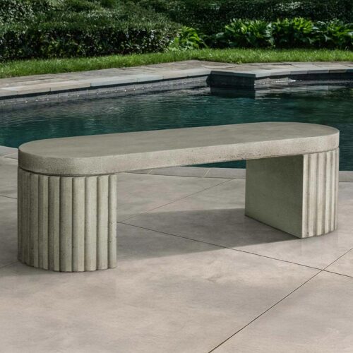 Dorchester Fluted Bench (Cast Stone in Greystone)