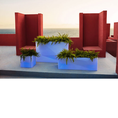 Faz Led Light Planter Collection (white Polyethylene With Color Led Lighting)