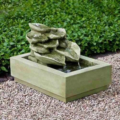Cascading Hosta Fountain (cast Stone In English Moss)