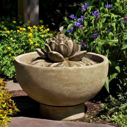 Smithsonian Lotus Fountain (cast Stone In English Moss)
