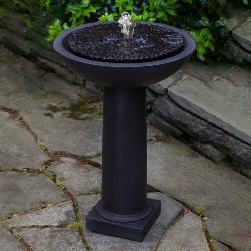 Equinox Birdbath Fountain (cast Stone In Nero Nuovo) modern fountain, cast stone