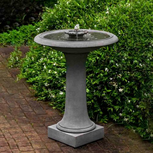 Camellia Birdbath Fountain (cast Stone In Alpine Stone)