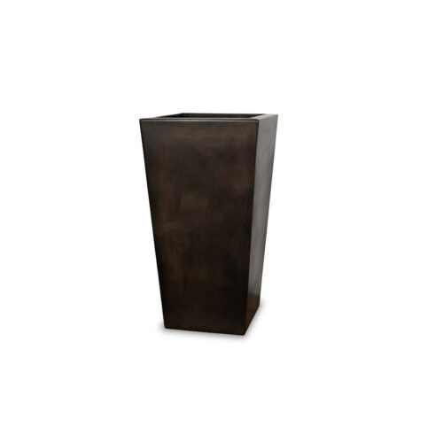 Geo Square Vase Planter (glass Fiber Reinforced Concrete In Dark Walnut Perma Spec Finish)