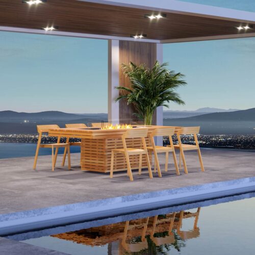 Gin 90 Dining Fire Pit Table (teak)