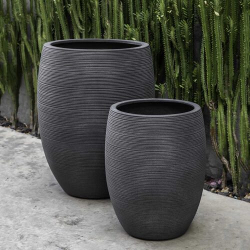 Haley Planters (fiberglass In Ribbed Lead Finish)