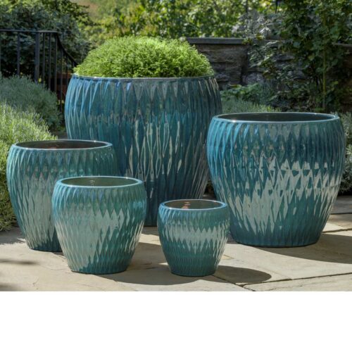 Harlequin Planters (terracotta In Blue Jade Glaze) contemporary, terracotta, terra cotta, garden, planter