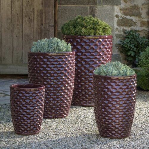 Tall Honeycomb Planters (terracotta In Plum Glaze)