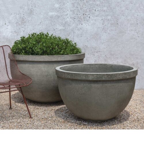 Huntington Bowl Planters (cast Stone In Alpine Stone Finish)
