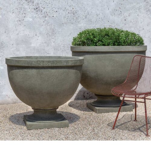 35 5" & 41 5" Dia Huntington Urn Planters (cast Stone In Alpine Stone Finish)