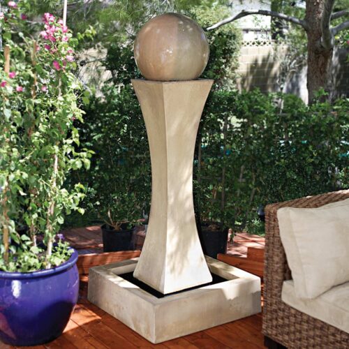 I Fountain With Ball Material: Gfrc Finish: Ancient (fountain), Sierra (ball) i fountain with ball garden decor fountains