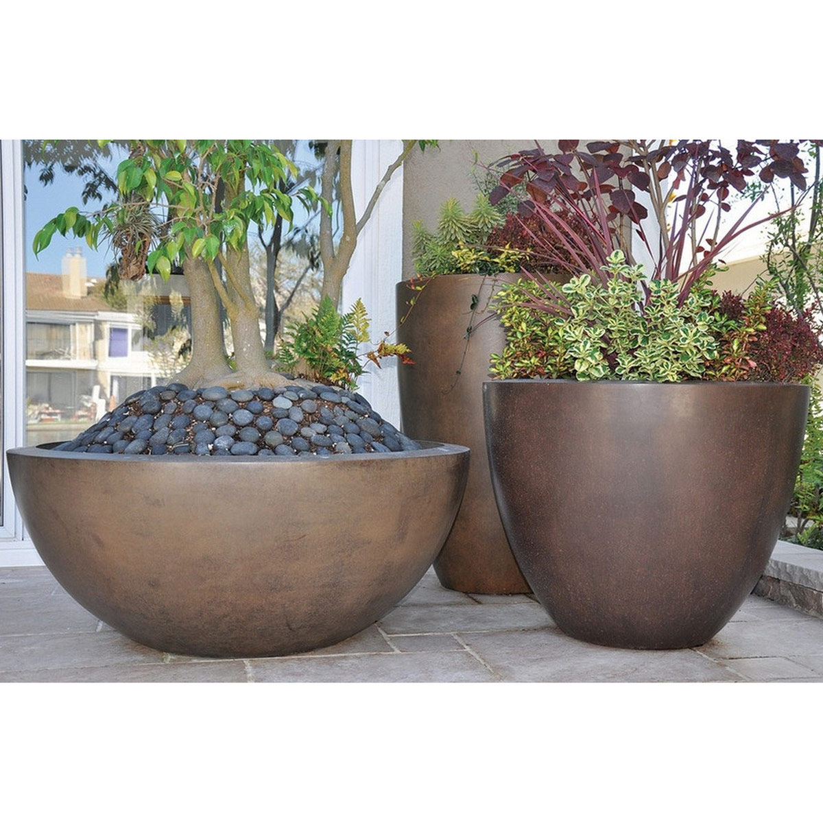 Low Bowl, Round, Tall Planters Material Gfrc