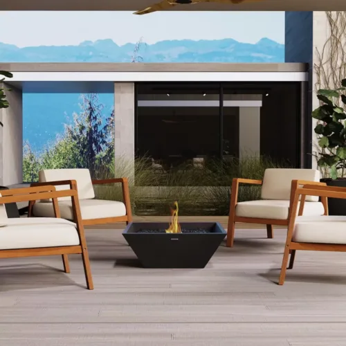 Outdoor centerpiece in Graphite finish on a modern patio setting