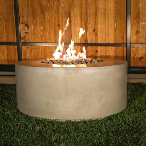 Manhattan Cylinder Fire Table (gfrc With Large Tumbled Lava Rock)
