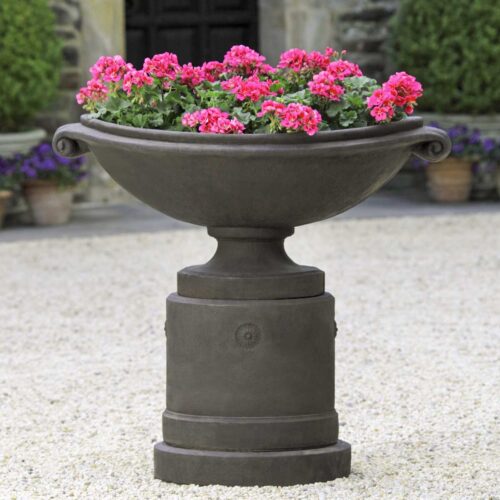 Medici Planter With Optional Medici Pedestal (cast Stone In Nero Nuovo Finish)
