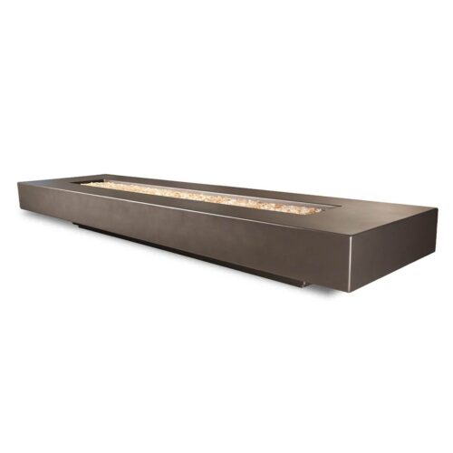 Midway Slim Rectangle Fire Table (rain Cloud Natural Concrete Finish And Silver Reflective Diamond Fire Glass With Large Tumbled Lava Rock) square fire pit gfrc contemporary outdoor decor yard art