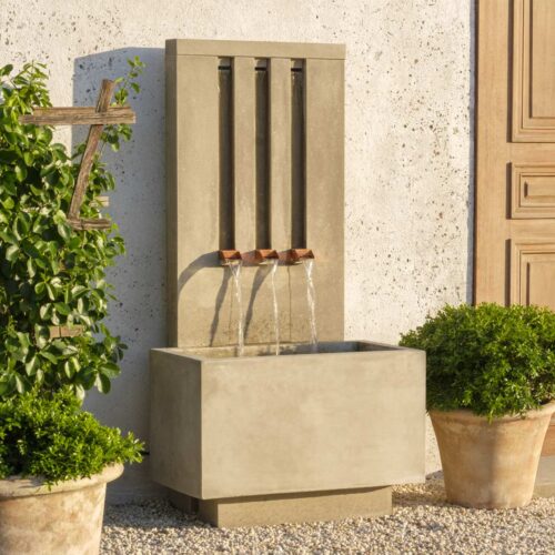 Tall Mondrian Fountain (cast Stone In Verde Finish)