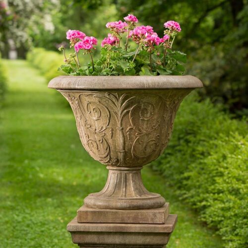 Palais Arabesque Urn (cast Stone In Aged Limestone)