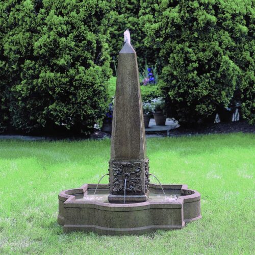 Palazzo Obelisk Fountain Material: Cast Stone Finish: Aged Limestone palazzo obelisk fountain unique garden decor fountains stone
