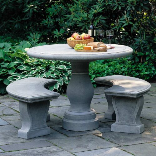 Palladio Table And Benches (cast Stone In Greystone Finish) palladio table and benches