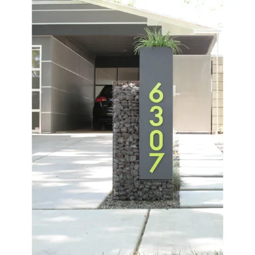 Pebble Address Sign 2 pebble metal address sign aluminum steel numbers