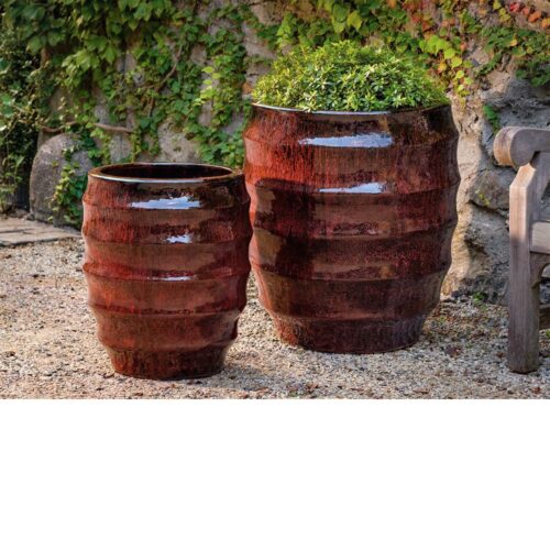 Pomerol Planters (terracotta In Bordeaux Glaze) contemporary, terracotta, terra cotta, garden, planter