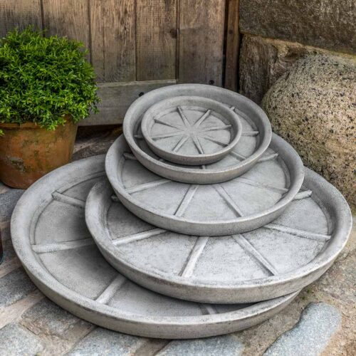 Saucers For Round Planters, Various Diameters (cast Stone In Alpine Stone)