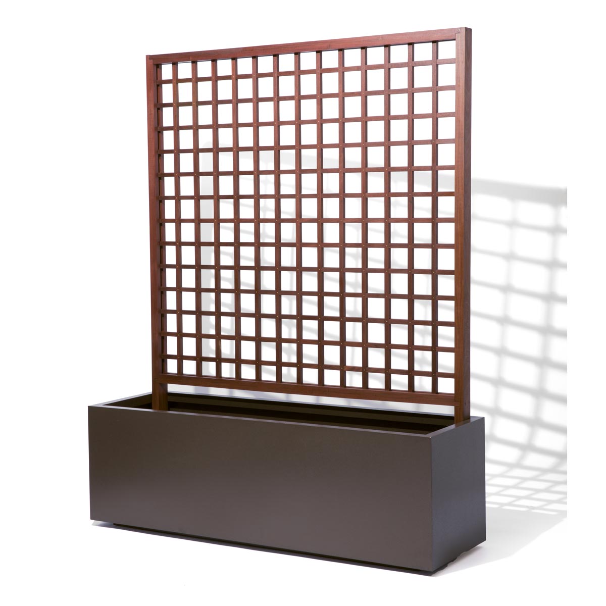 Rectangular Planter With Trellis Material: Aluminum And Ipe Planter Finish: Bronze