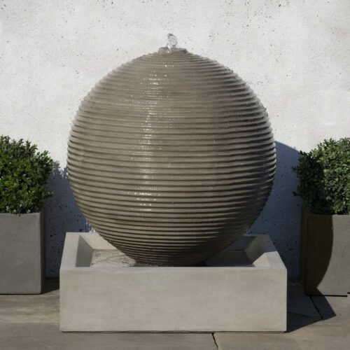 Ribbed Sphere Fountain (gfrc In Greystone)