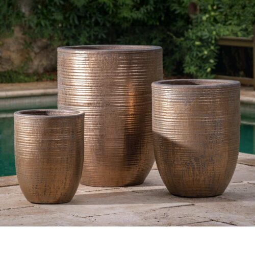 Riga Planters (terracotta In Bronze Glaze)
