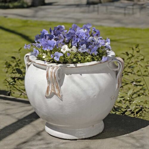Round Handle Planter (terracotta In Antique White Glaze) contemporary, terracotta, terra cotta, garden, planter