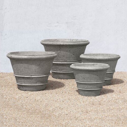 Rustic Rolled Rim Planters (cast Stone In Alpine Stone Finish)