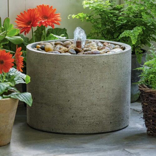 Salinas Pebble Fountain, Low (cast Stone In Greystone Finish)